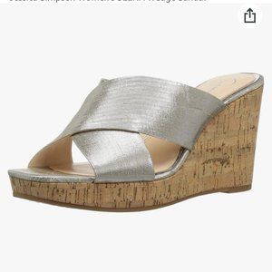 NEVER WORN BEFORE! Jessica Simpson Women's SEENA Wedge Sandal in Shimmer Silver!